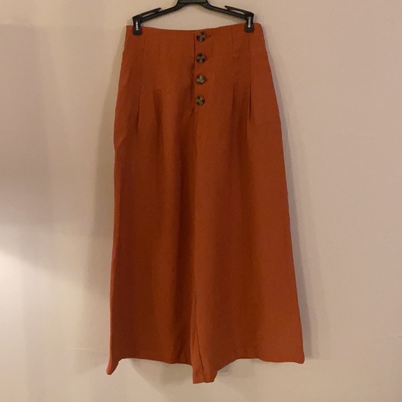 Zara Pants & Jumpsuits Zara Wide Legged Cropped Burnt Orange Pants